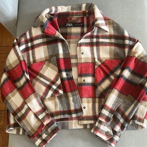 Zara Plaid Cropped Shacket